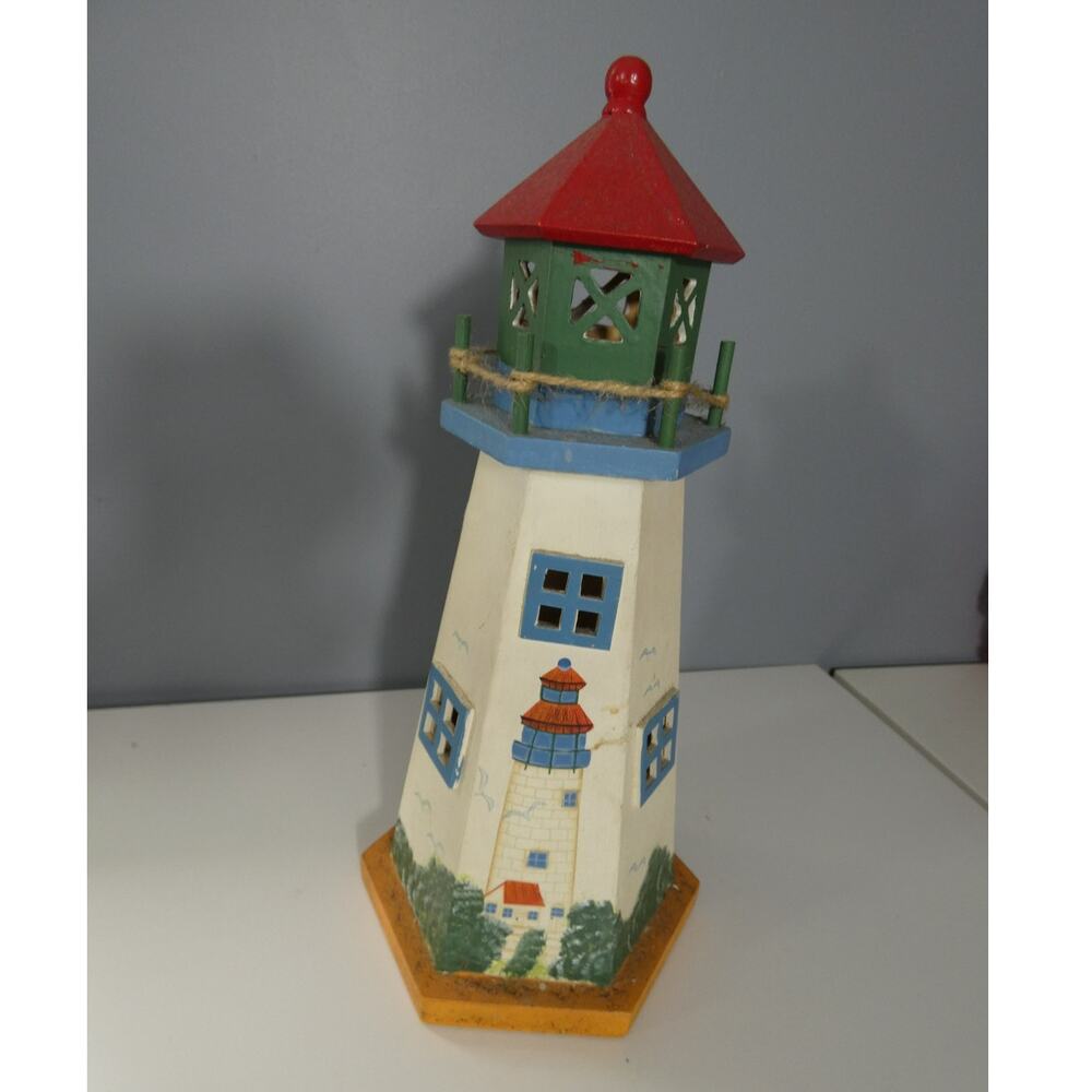 Lighthouse Wood Home Decor 13 Inches Tall Island Beach Ocean